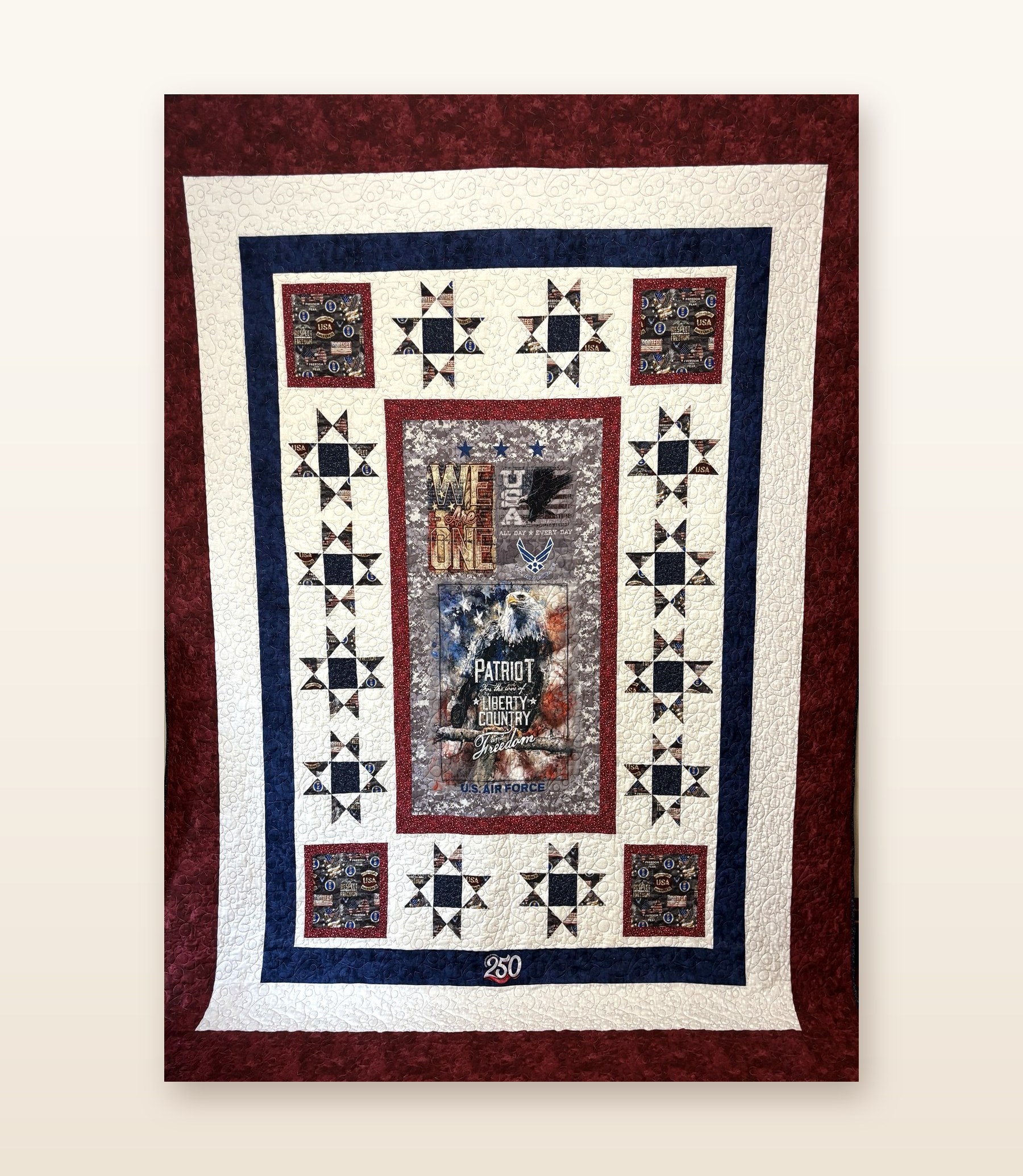 U.S. Air Force star quilt with eagle panel